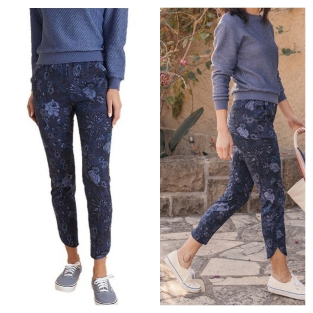 Marine Layer Dark Navy Joggers with Purple Floral Print